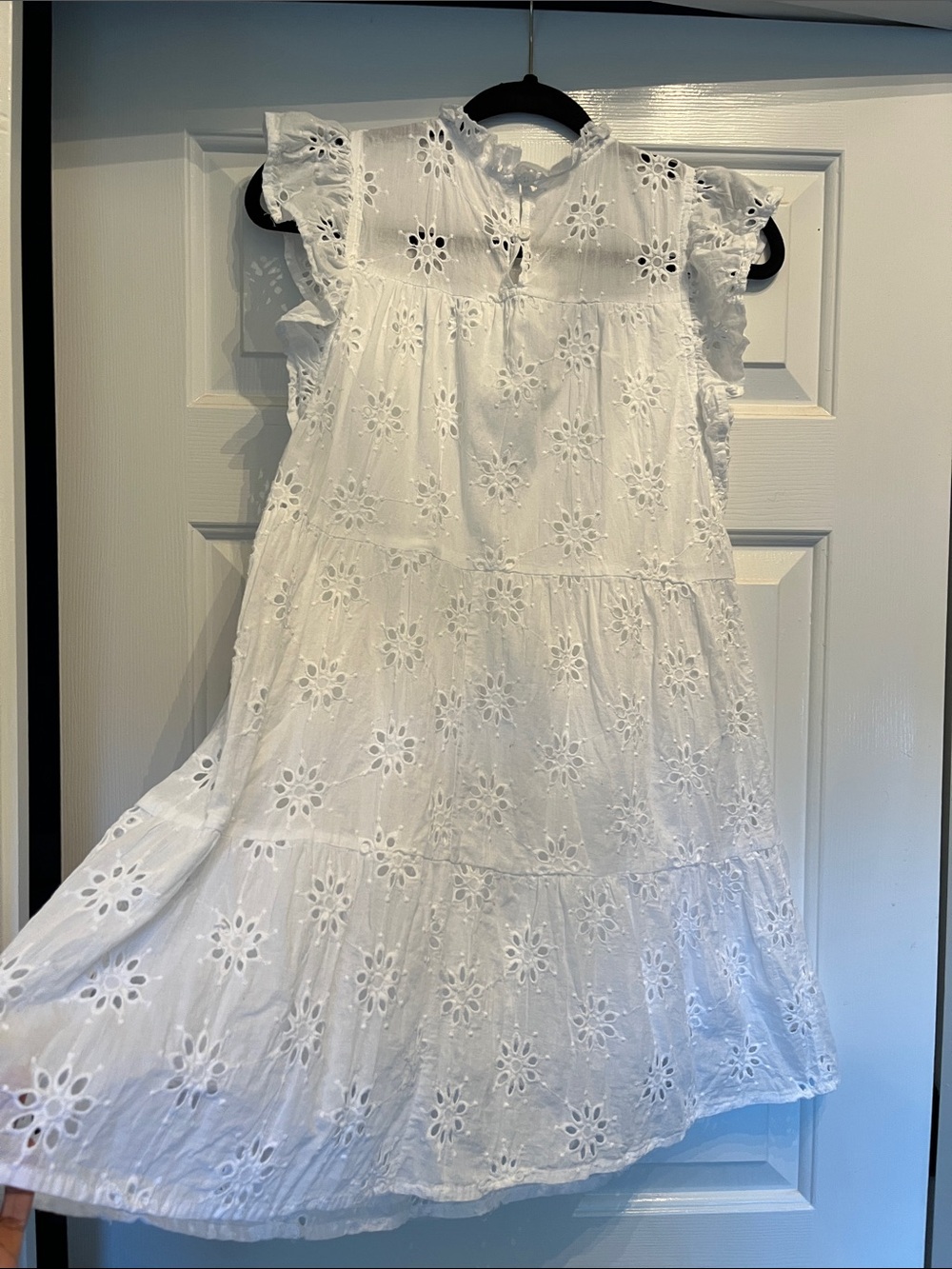 Entro White Eyelet Ruffle Mini Dress Medium - Picture 3 of 16